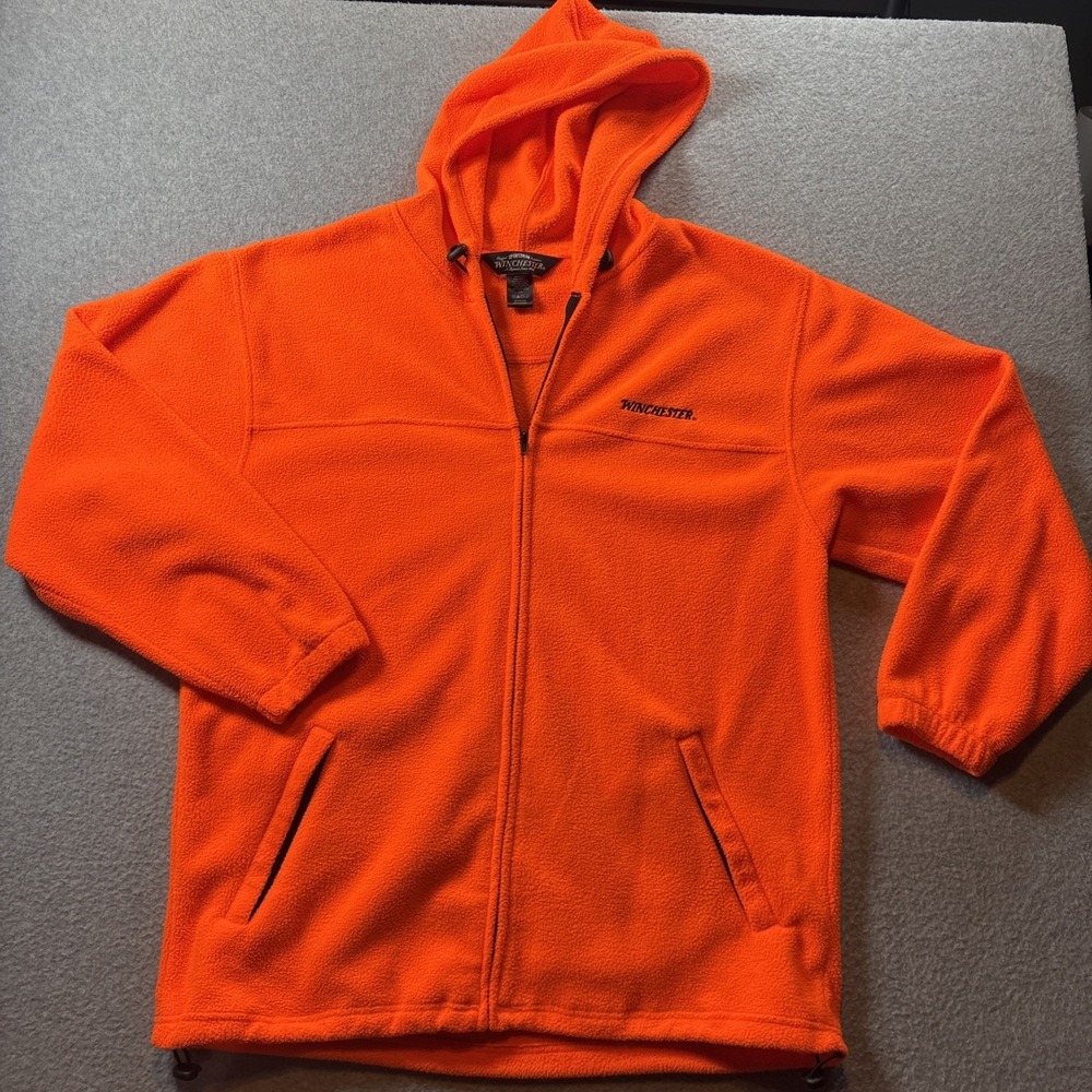 Winchester Orange Blaze Sportsman Full Zip Fleece Hoodie Mens Medium Hunting